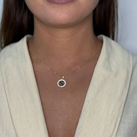 Collana con lettera con zirconi oro