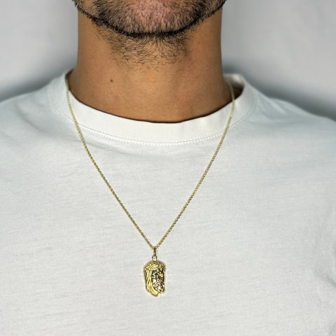 Collana fune con volto di cristo oro