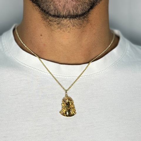 Collana fune con volto di Cristo oro
