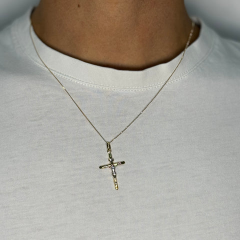 Collana veneziana con croce bicolor oro