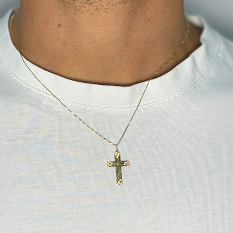 Collana veneziana con croce lastra oro