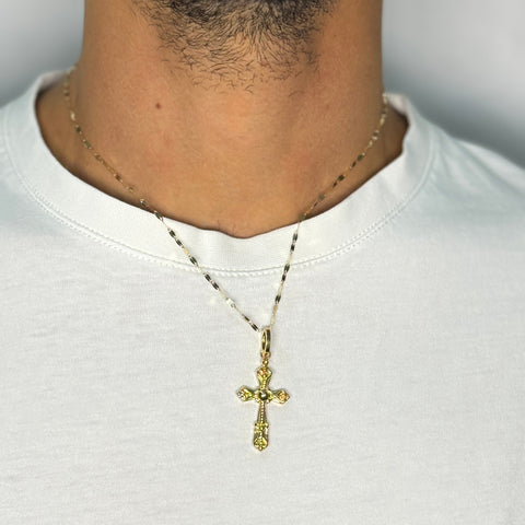 Collana specchiatina con croce bombè oro