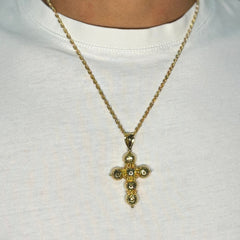 Collana fune americana con croce sfere milleluci bombè oro
