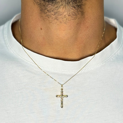 Collana veneziana con croce bombè bicolor oro