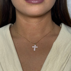 Collana con croce zirconata oro