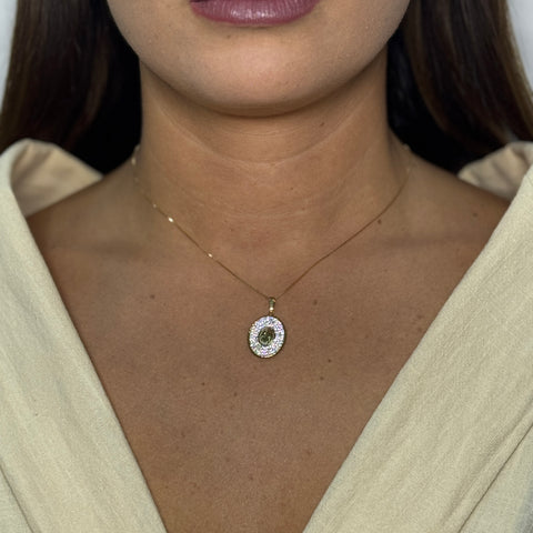 Collana con madonna miracolosa con zirconi oro