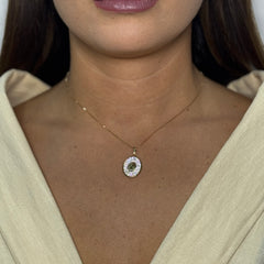 Collana con madonna miracolosa con zirconi oro