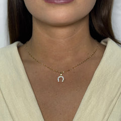 Collana con ferro di cavallo zirconato oro