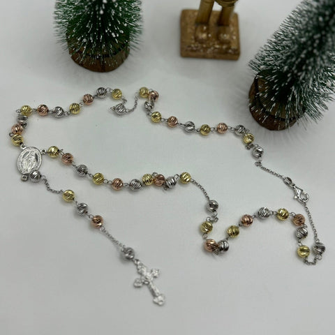 Collana rosario sfere argento multicolor