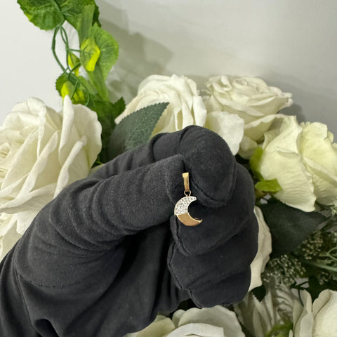 Pendente luna oro e zirconi