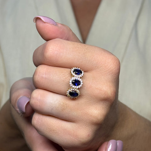 Anello Kate trilogy con zirconi oro