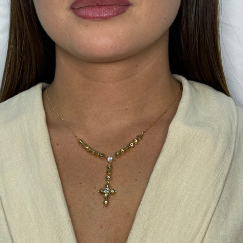 Collana rosario sfere milleluci oro e zirconi