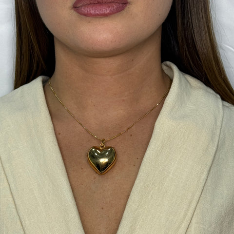 Collana con cuore bombè oro