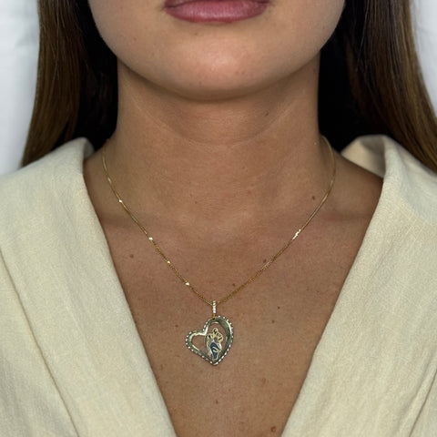 Collana cuore mamma con zirconi oro