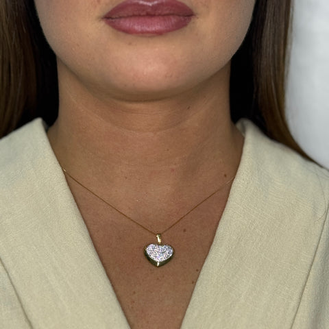 Collana con cuore con zirconi oro