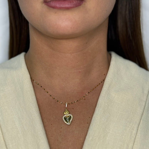 Collana con sacro cuore con zirconi oro