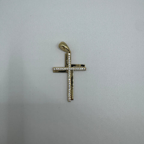 Pendente croce con zirconi oro