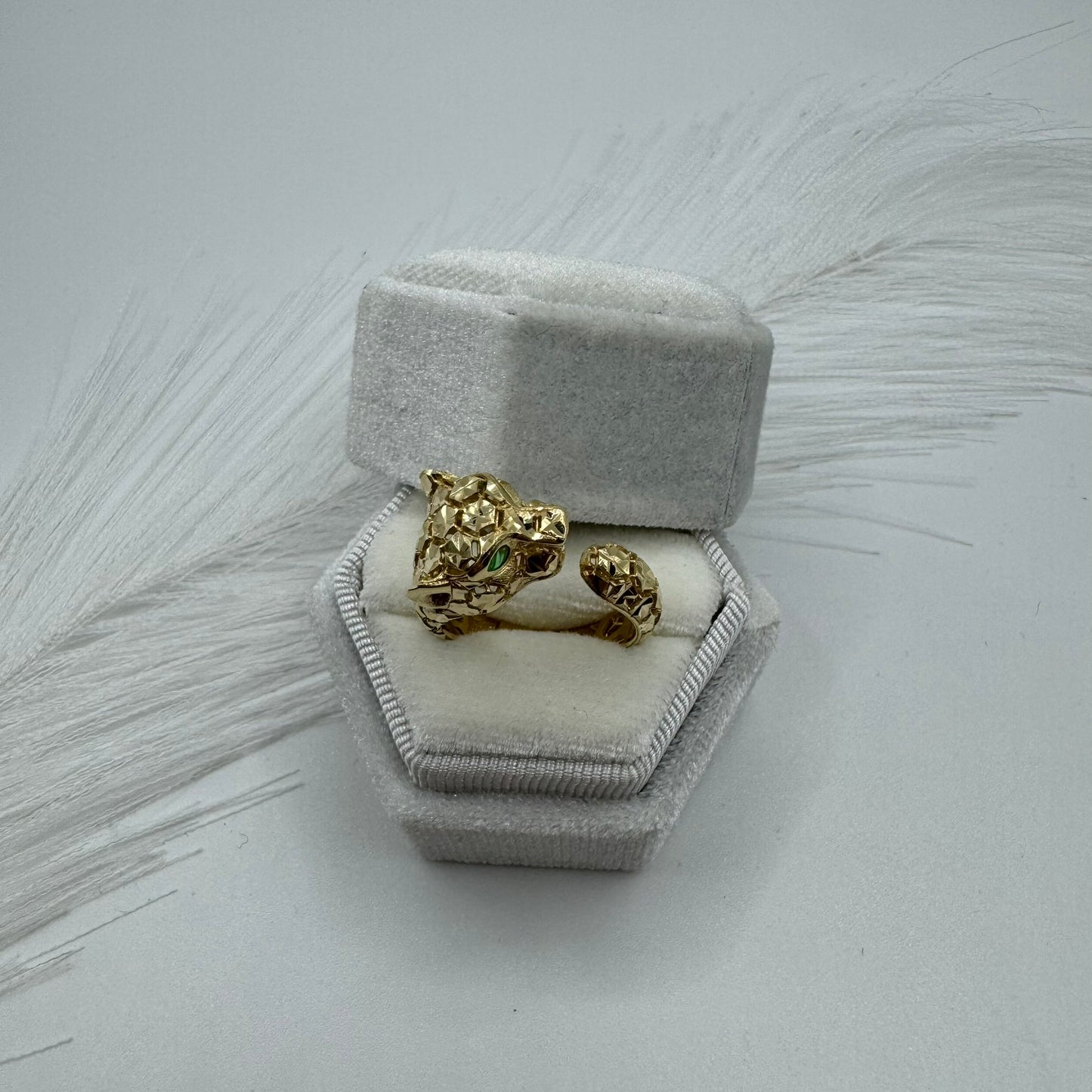 Anello jaguaro zirconi e oro