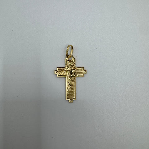 Pendente croce con volto di cristo oro