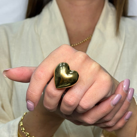 Anello cuore bombè oro