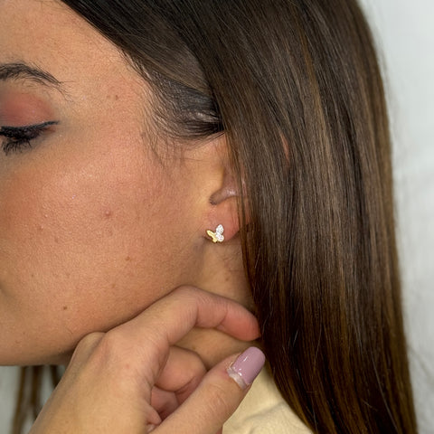 Orecchini farfalla oro e zirconi