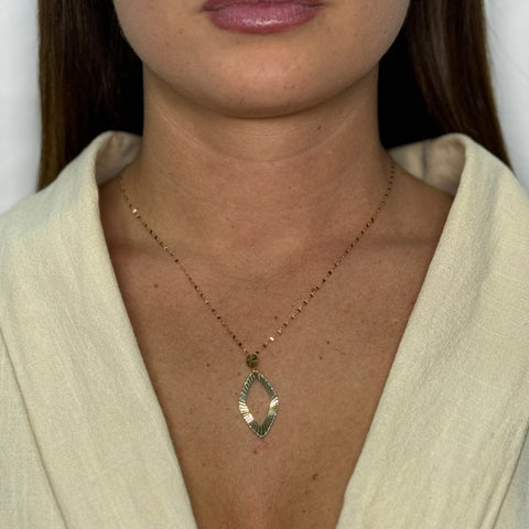 Collana con rombo bicolor oro