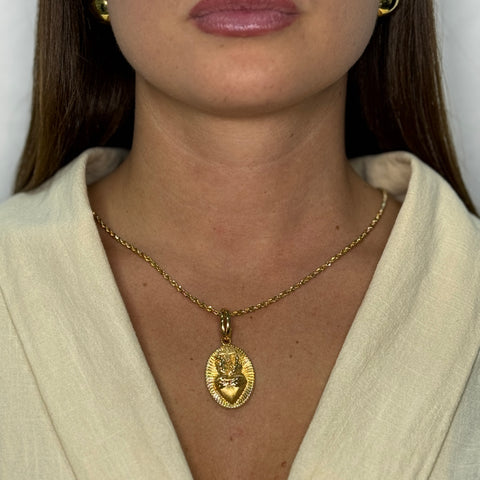 Collana fune americana con sacro cuore oro
