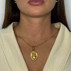 Collana fune americana con sacro cuore oro