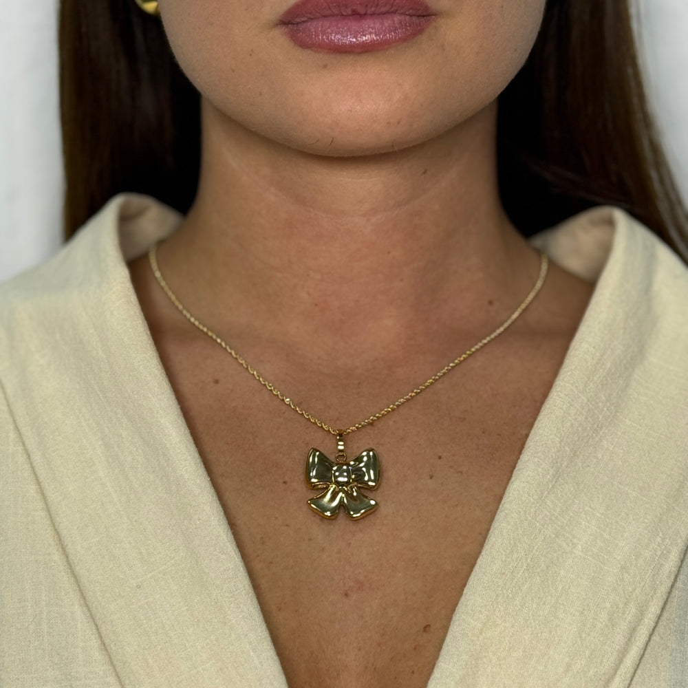 Collana con fiocco bombè oro