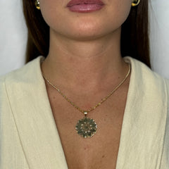 Collana fune americana con piastra mandala oro