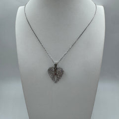 collana con ali cuore con zirconi Argento
