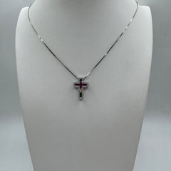 collana con croce con zirconi Argento