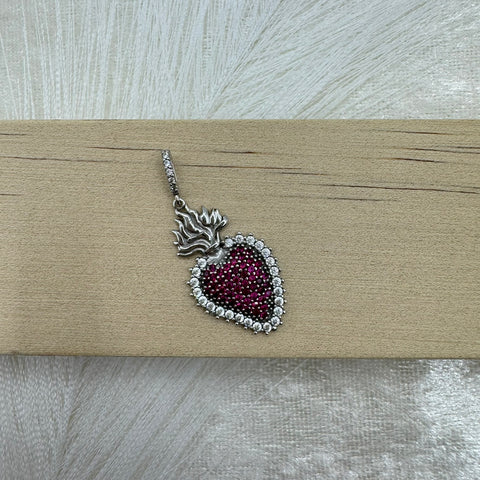 Pendente sacro cuore zirconi e oro