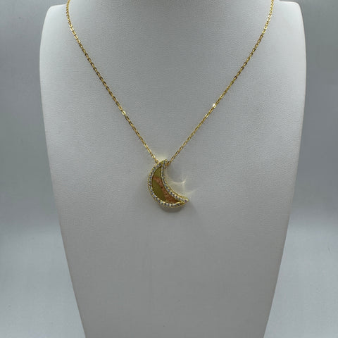 collana con mezza luna con zirconi Argento