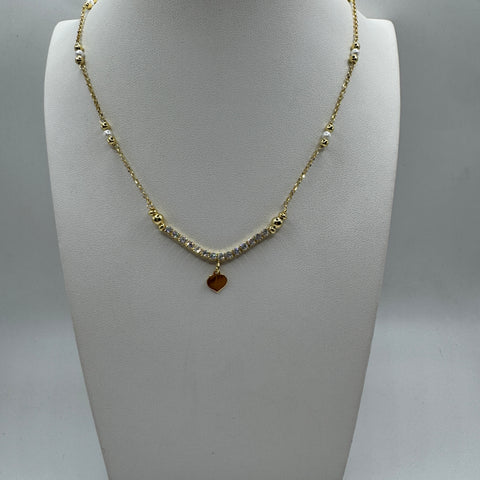 collana choker cuore con zirconi Argento