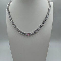 collana tennis cuori con zirconi Argento