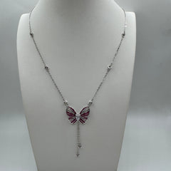 collana con farfalla con zirconi Argento