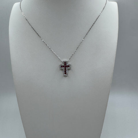 collana con croce con zirconi Argento