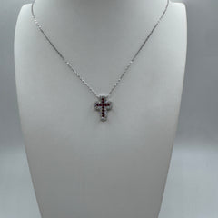 collana con croce con zirconi Argento