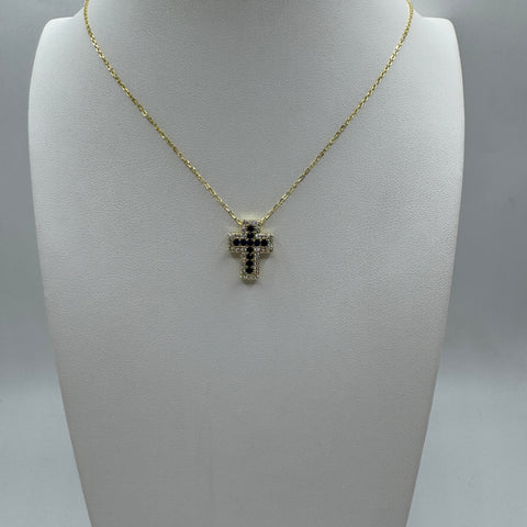 collana con croce con zirconi Argento