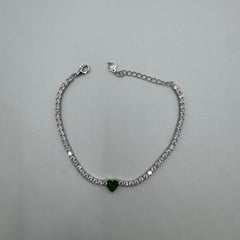 Bracciale Tennis con cuore con zirconi Argento