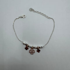 Bracciale quadrifoglio con zirconi Argento