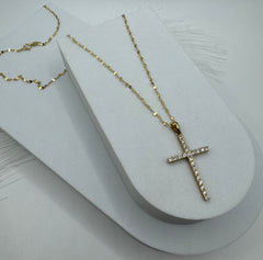 Collana specchiatina con croce zirconata oro