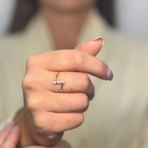 Anello trilogy con zirconi oro