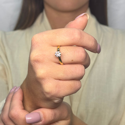 Anello doppio solitario oro
