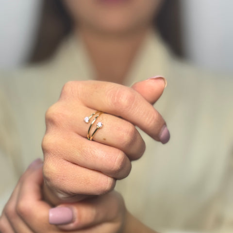Anello Bilogy con zirconi oro