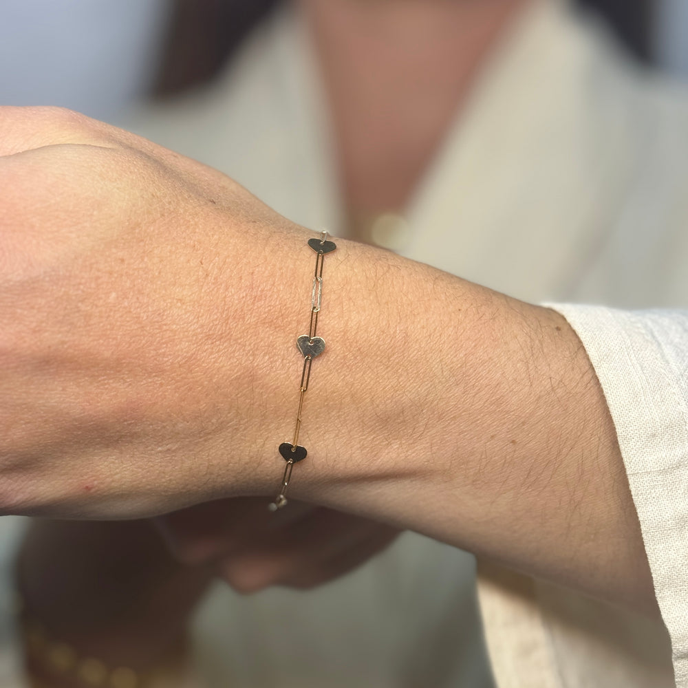 Bracciale catena cuori oro
