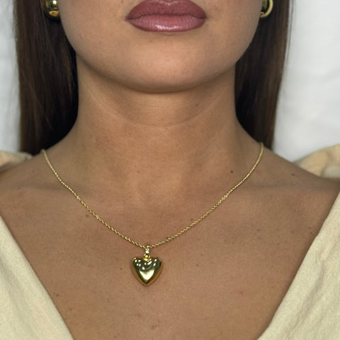 Collana con cuore bombè oro