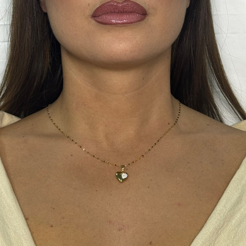 Collana con cuore con zirconi oro
