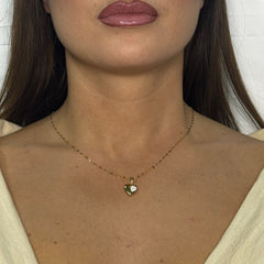 Collana con cuore con zirconi oro